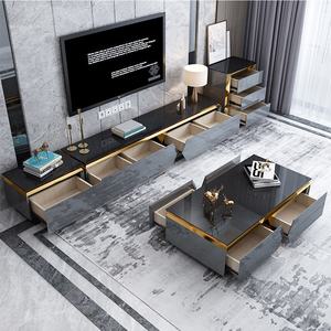 Karois — table basse en verre plaqué or, simple et moderne, de luxe, en acier inoxydable, avec MDF, <span class=keywords><strong>C2032</strong></span> - Product Image 3