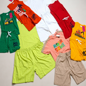 Lots de vêtements d'été en coton pour garçons et filles, enfants et jeunes, ensembles d'extérieur, styles variés, en gros, pour fournisseurs - Product Image 1