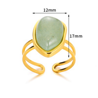 Bague ouverte en pierre naturelle irrégulière plaquée or 18 carats en acier inoxydable, réglable, anti-allergique, étanche, géométrique, pierre précieuse