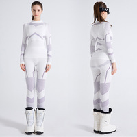 2 pièces combinaison de Ski pour femmes séchage rapide respirant chaud Compression vêtements de sport collants motif rayé vêtements d'alpinisme en plein air
