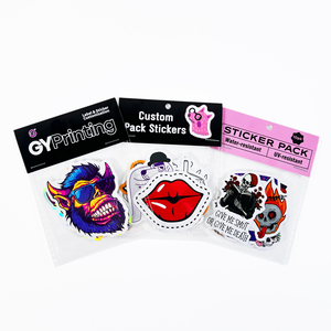 Paquete de pegatinas de múltiples diseños personalizados con tarjeta de encabezado, vinilo impermeable, dibujos animados holográficos, paquete de pegatinas troqueladas con logotipo de marca - Product Image 3