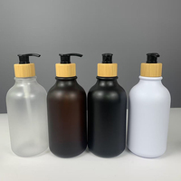 Botol Sampo Plastik Transparan Frosted 300ml 500ml (10oz 16oz) Kosong, Botol Pompa Lotion Bambu, Kemasan Kosmetik - Promo!