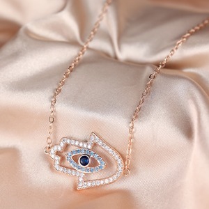 Collier ras de cou pour femme en argent sterling fin plaqué or rose avec pendentif en zircon, design de charme européen - Cadeau - Product Image 4