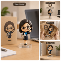 Base de table en PVC écologique personnalisée OEM, figurine mascotte d'entreprise, décoration de bureau avec logo personnalisé, promotion de marque, cadeaux clients