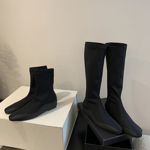 Nouvelles Bottes Hautes Simples et Élégantes Automne 2024 – Bottes Extensibles Confortables à Talon Carré et Couleur Unie, Tendance et Polyvalentes - Product Image 4