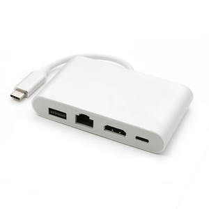 2020 nouveauté 4 en 1 hub USB-C USB-C vers <span class=keywords><strong>HDMI</strong></span> USB 2.0 RJ45 avec boîtier en métal de charge PD pour ordinateur portable - Product Image 1