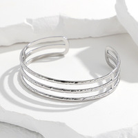 Bracelet minimaliste en acier inoxydable plaqué or 18 carats avec trois lignes creuses, ouverture, bijoux, cadeau