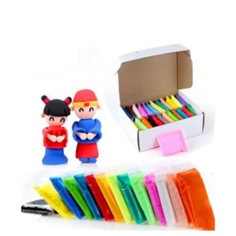 24 couleurs enfants Non toxiques jouets air sec ultra légère en argile magique