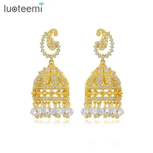 LUOTEEMI Palace Style Big Dangle Earring for Women Lantern Tassel Jhumka Indian Earrings High Quality Jewelry 2020