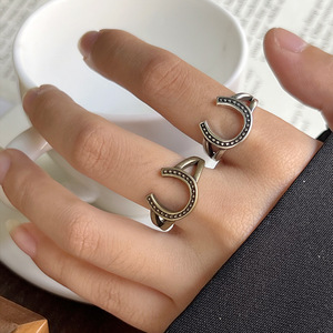 Wholesale - High Quality Minimalist <strong>Wedding</strong> Copper Open Ring <strong>Horseshoe</strong> Designs Unique Silver Plated Western Cowboy Style Unisex - Product Image 1
