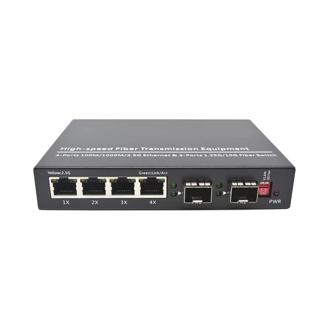 OEM Factory 4 Port 2.5G Ethernet RJ45 Switch Transceivers 10G SFP Fiber Optic Media Converter