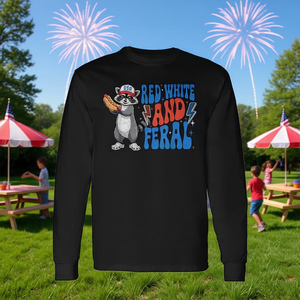 T-shirt à manches longues pour garçons, motif raton laveur patriotique, rouge, blanc et sauvage, pour le 4 juillet - Product Image 3