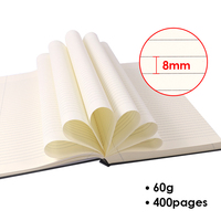 Cuaderno de Notas Foska de Tapa Dura, 60 g/m², 400 Páginas, Papel Negro Liso para Escribir, Tamaño Grande