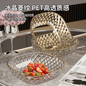 Luxury Fruit Platter Transparent Gold Round PP <b>Material</b> High Quality Durable For Home Living Room Coffee Table Snack Stand - Product Image 2