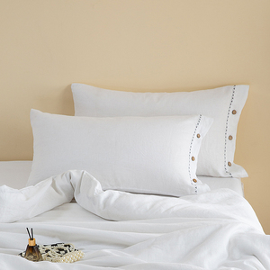 OEM Custom White Linen Bedsheet <strong>Set</strong> With Floral Embroidery Natural Three-Piece Luxury Breathable <strong>Bedding</strong> For Homes All Seasons - Product Image 2