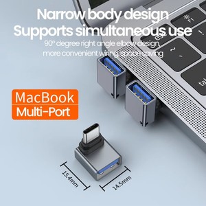 2026 <b>Type</b> <b>C</b> Male to <b>Usb</b> 3.0 Female <b>Adapter</b> 90 Degrees Right Angled Extension Connector for Laptop Tablet U-disk - Product Image 3