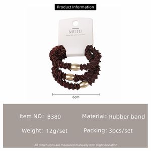 Lot de 3 Chouchous Épais et Très Élastiques pour Femmes, avec Perles Dorées Haut de Gamme et Design Tressé - Product Image 6