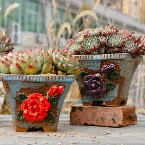 Medical Stone Platter Large Top Mouth Ceramic Succulent Table Plant Pots For Sale