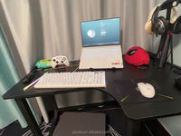 Bureau PC multifonctionnel en forme de L avec double table de jeu et étagère pour le bureau ou la maison