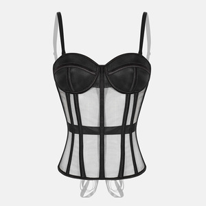 GX-Vintage Women Chest Cup Sujetador <span class=keywords><strong>de</strong></span> cintura <span class=keywords><strong>de</strong></span> malla para mujer Ver a través <span class=keywords><strong>de</strong></span> un corsé <span class=keywords><strong>de</strong></span> una pieza - Product Image 3