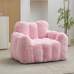 Canapé gonflable contemporain monoplace, emballé sous vide, avec revêtement en polaire, style nuage, fauteuil paresseux, faible volume d'expédition - Product Image 1