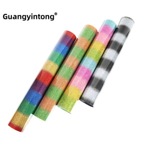 Vinyle pailleté Guagnyintong PU arc-en-ciel pour transfert thermique – Idéal pour les t-shirts, presse à chaud HTV, petite presse à chaud <span class=keywords><strong>Cricut</strong></span> - Product Image 1
