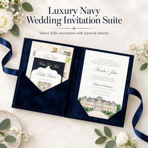 Suite d'invitations de <span class=keywords><strong>mariage</strong></span> personnalisées en velours, avec pochette folio rigide, ruban en satin, monogramme doré et carte RSVP – Vente en gros - Product Image 1