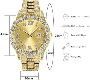 Reloj de pulsera analógico de cuarzo para hombre con diamantes de imitación y cristales, estilo Iced-Out - Product Image 6