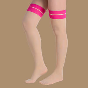 جوارب طويلة للسيدات شفافة من النايلون المرن والمطاط بظهر مطرز ومثير ذات أنبوب عالي من الحرير للارتداء مع الساق - Product Image 5