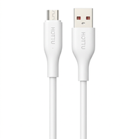 Kabel Pengisi Daya USB Mikro Silikon Putih USB-A ke Mikro USB untuk Smartphone Tablet Power Bank Mobil Rumah Perjalanan