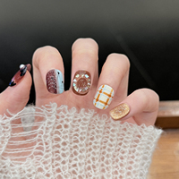 Ongles press-on faits à la main en plastique ABS, forme ellipse, design tendance, 10 pièces/ensemble pour nail art DIY