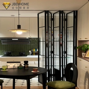 <span class=keywords><strong>Porte</strong></span> pliante en aluminium avec verre, pour <span class=keywords><strong>patio</strong></span> extérieur et intérieur, système coulissant et pliant invisible, cloison accordéon pour cuisine - Product Image 2