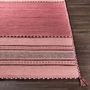 Alfombra Rosa tejida a mano Trenza moderna con diseño trenzado y construcción ecológica perfecta para decoración minimalista Boho Chic - Product Image 3