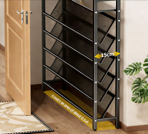 מתקן אחסון נעליים צר ומודרני עם מדף עליון, 3/4/5/6 שכבות, חוסך מקום, מתכת, לכניסות - Product Image 4