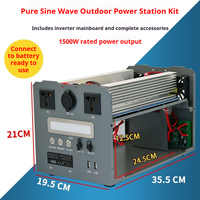 Kit onduleur portable à onde sinusoïdale pure 1500W, 12V/24V CC vers 220V CA, châssis de stockage d'énergie extérieur
