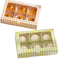 Boîte d'emballage personnalisée pour pâtisseries à carreaux, boîte cadeau vide à 4 compartiments pour pâtisseries avec fenêtre
