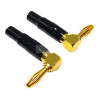 Connecteur de câble de haut-parleur plaqué or 4 mm, coudé à 90 degrés, sans soudure, type banane en L