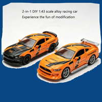 Coche de Carreras de Metal Fundido a Presión Desmontable DIY 1:43, Modelo de Coche Deportivo de Aleación Modificado 2 en 1, Juguete Educativo de Construcción para Niños