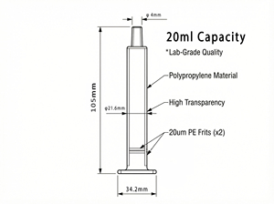 Colonne de 20 ml AC vide pour l'échelle industrielle et la mise en échelle de la production, 2 pièces, plaque de tamis hydrophile en PE - Product Image 5