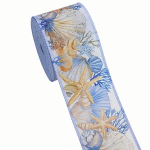 Nouveauté : Ruban en toile de jute filé à thème côtier de 6,3 cm x 10 yards pour la décoration intérieure côtière et l'emballage de cadeaux de plage - Product Image 3
