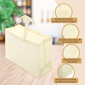 Bolsa de Compras Reutilizable Personalizada para Tiendas Boutique, Bolsa de Tela Grande Beige, Bolsa de Compras de Tela No Tejida, Bolsa de Supermercado Rpet - Product Image 3