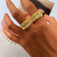 Nouveau produit phare : Ensemble de bijoux de mode pour mariage et anniversaire, bracelet jonc ouvert et bagues en zircon cubique, design Rigato italien