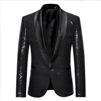 Costume de danse décontracté à paillettes pour hommes Veste brillante