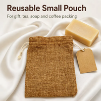 Sac à savon en jute naturel réutilisable avec logo personnalisé, pochette en chanvre et lin, petite pochette en jute à cordon, vente en gros pour thé et café