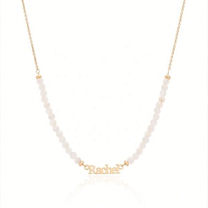 Colliers de mode personnalisés en acier inoxydable avec chaîne d'été, perles de pierre naturelle et perles de cristal colorées, style bohème - Product Image 1