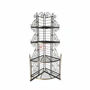 Prix de gros maison jardin 4 niveaux debout noir poudre enduit fer fleur support métal fleur support pour plante - Product Image 1