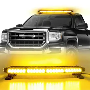 54LED גבוהה כוח חירום Strobe אור, אוניברסלי סוג 26 "גג יניקה כוס אור, 4 צדדים בהיר צהוב/לבן LED אזהרת אור