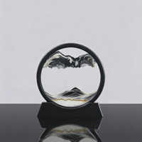 Cadeau artisanal en verre rond avec logo personnalisé, art du sable 3D à mouvement liquide, tableau de sable en mouvement, paysage de sable fluide