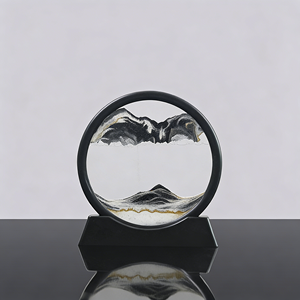 Cadeau artisanal en verre <span class=keywords><strong>rond</strong></span> avec logo personnalisé, art du sable 3D à mouvement liquide, tableau de sable en mouvement, <span class=keywords><strong>paysage</strong></span> de sable fluide - Product Image 2