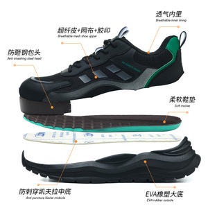 <b>Men's</b> Safety <b>Shoes</b> Steel Toe Anti Smashing Anti Puncture Breathable <b>Lightweight</b> Construction Work <b>Shoes</b> - Product Image 1